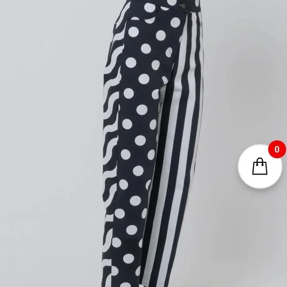 LAU Black White Patterned High Waisted Pants From Italy Designer-Made NWT - Picture 3 of 11